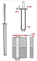3 X 30 ALUMINUM BLIND RIVET, WITH STEEL MANDREL, DOME HEAD,.118 X .867-1.024 GRIP