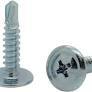 EXTRA-WIDE ROUNDED HEAD DRILLING SCREWS FOR METAL, ZINC-PLATED STEEL, NUMBER 8 SIZE, 3/4&quot; LONG