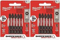MILWAUKEE 48-32-4602 SHOCKWAVE 2-INCH #2 PHILLIPS HEX SHANK IMPACT DUTY POWER BITS (5 PACK)