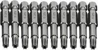 10 PCS MAGNETIC 1/4&quot; X 50MM TORX POINT T25 SECURITY SCREWDRIVER BITS (PACK OF 10)