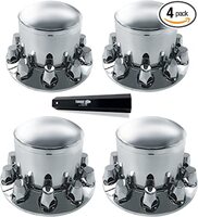4 PACK OF TORQUE REAR AXLE WHEEL COVER 33MM SCREW-ON LUG NUT COVER FOR SEMI TRUCK (CHROME PLATED ABS