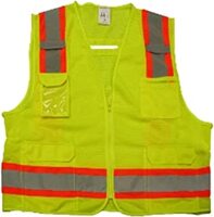 ANSI CLASS 3 HIGH VISIBILITY TWO TONE SAFETY VEST ZIPPER CLOSURE 100% POLYESTER MESH (4XL, GREEN)