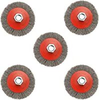 AUPREX 5 PACK 4 INCH COARSE CRIMPED WIRE WHEEL BRUSH FOR ANGLE GRINDER WITH 5/8 INCH-11 THREADED ARB