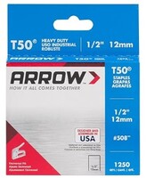 ARROW 508 HEAVY DUTY T50 1/2&quot; STAPLES 1,250-PACK