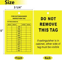 3-1/4&quot; X 5&quot; FIRE EXTINGUISHER 4-YEAR YELLOW MAINTENANCE TAGS (50/PACK)